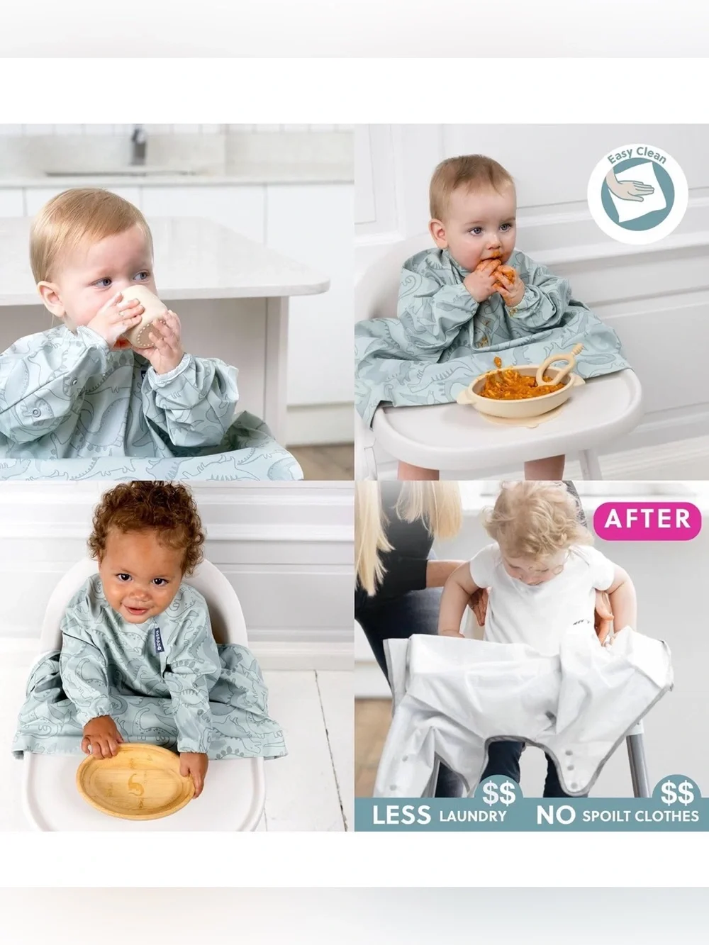 BIBaDO - Long Sleeve Baby Bib (Dino Roar)
